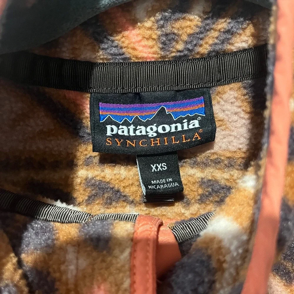 Patagonia Synchilla Snap-T Fleece Aztec Mangrove Henna‎ Brown Women's XXS Retro